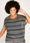 Fine Crochet Multistripe Top+, Green, large