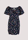 Floral Milkmaid Mini Dress, Navy, large