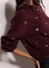 Embroidered Heart Jumper, Plum, large