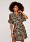 Animal Shirt Dress, Cream, large