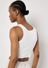 Racer Knitted Crop Top, White, large