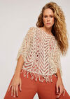 Crochet Fringe Edge Top, Stone, large