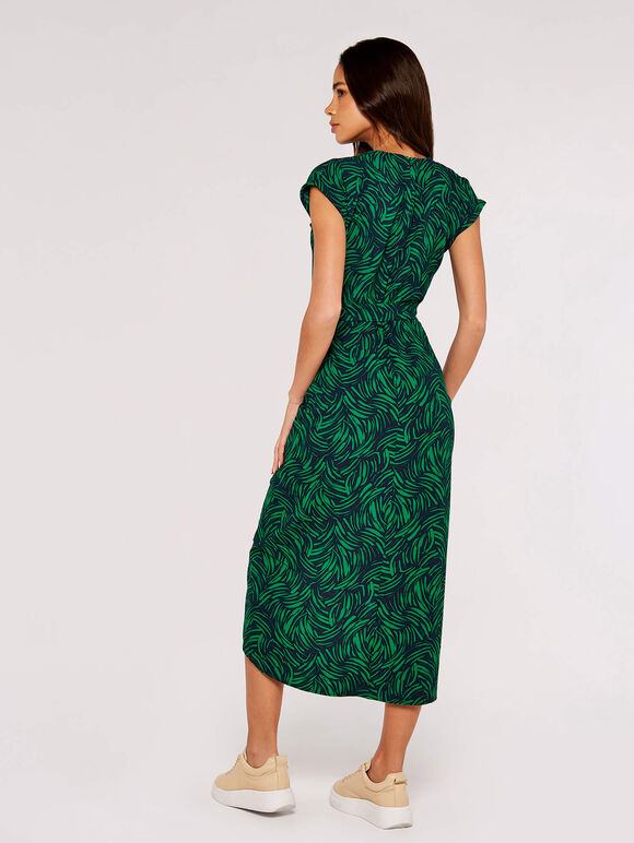 Brushstroke Print  Midi Dress, Navy, large