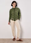 Textured Cotton Floral Crochet Blouse, Khaki, large