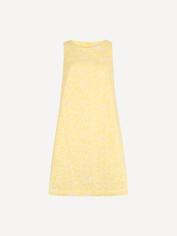 Floral Embroidered Shift Mini Dress, Yellow, large