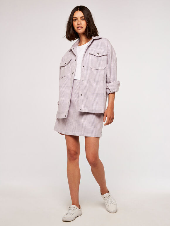 Check Wool Shacket, Lilac, large