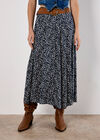 Brush Dot Belted Skirt, Navy, large