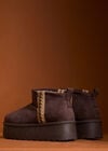Cosy Platform Ankle Boots, Brown, large
