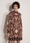 Folk Floral Mini Jumper Dress, Brown, large