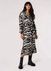 Zebra Shirt Midi Dress, Black, large