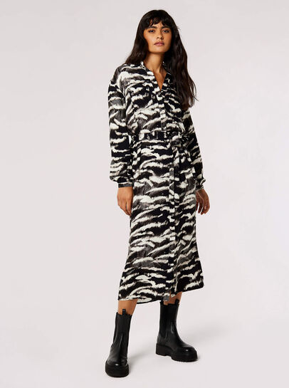 Zebra Shirt Midi Dress