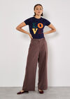 Mini Check Wide Leg Trousers, Burgundy, large