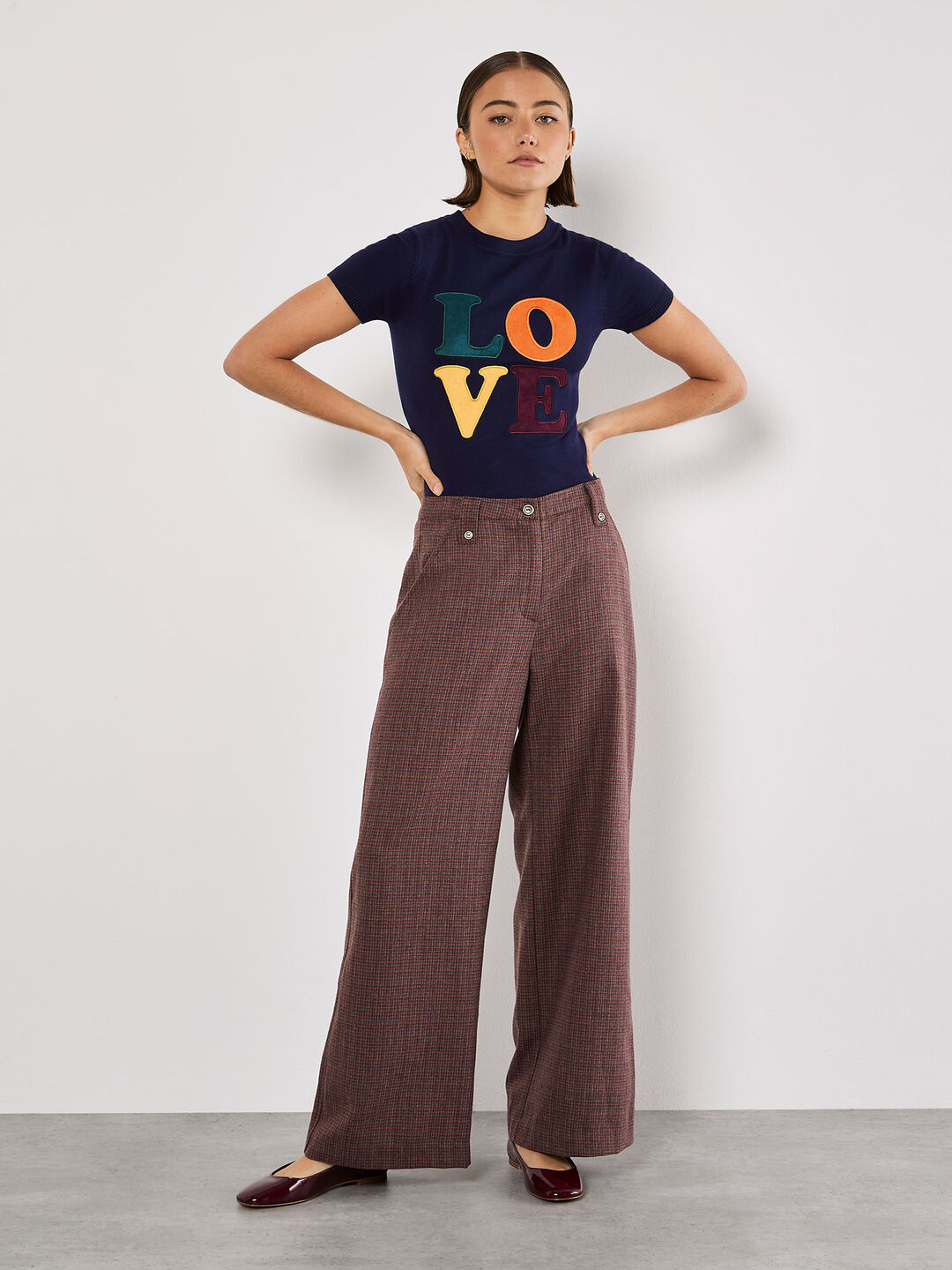Image of Mini Check Wide Leg Trousers