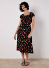 Vintage Rose Milkmaid Midi Dress, Black, large