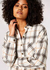 Oversized Cotton Check Shirt, White, large