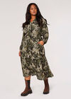 Curve Meadow Textured Midi Dress, Khaki, large