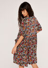 Ditsy Button Down Smock Dress, Green, large