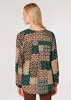 Retro Patchwork Blouse, Green, large
