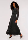 Metallic Mesh Maxi Dress, Black, large