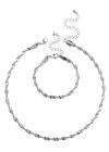 Twisted Necklace & Bracelet Set, Light Grey / Silver, large
