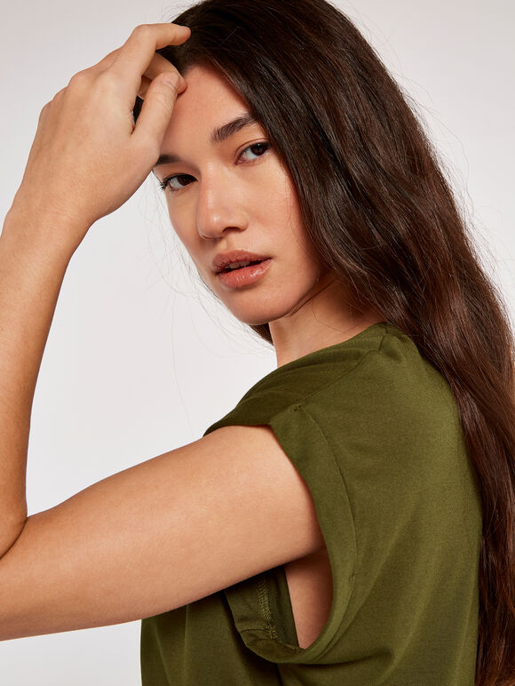Curved Hem Tee, Green, large