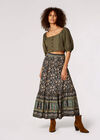Smock Detail Cropped Top, Khaki, large