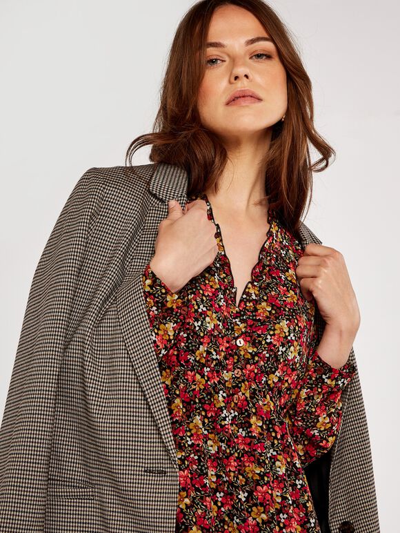 Ditsy Floral Mini Dress, Orange, large