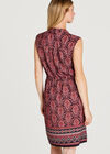 Red  Baroque Border Zip Dress, Red, large