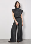 Mini Dogtooth Soft Wide Leg Trousers, Dark Grey - Charcoal, large