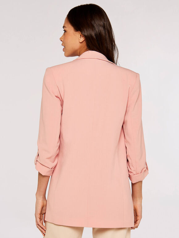 Turn up Sleeve Blazer, Pink, large