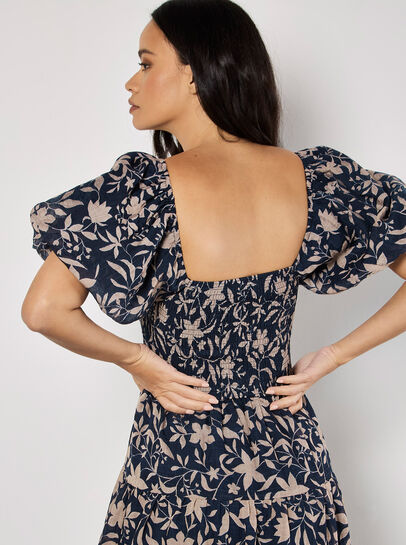 Sarasa Floral Tiered Midi Dress
