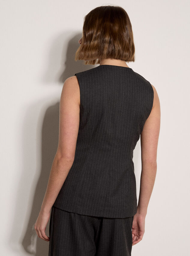 Oversized Pinstripe Waistcoat, Dark Grey/Charcoal, large