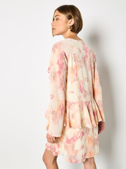 Floral Chiffon Ruffle Mini Dress