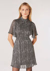 Irregular Spot Chiffon Mini Dress, Black, large