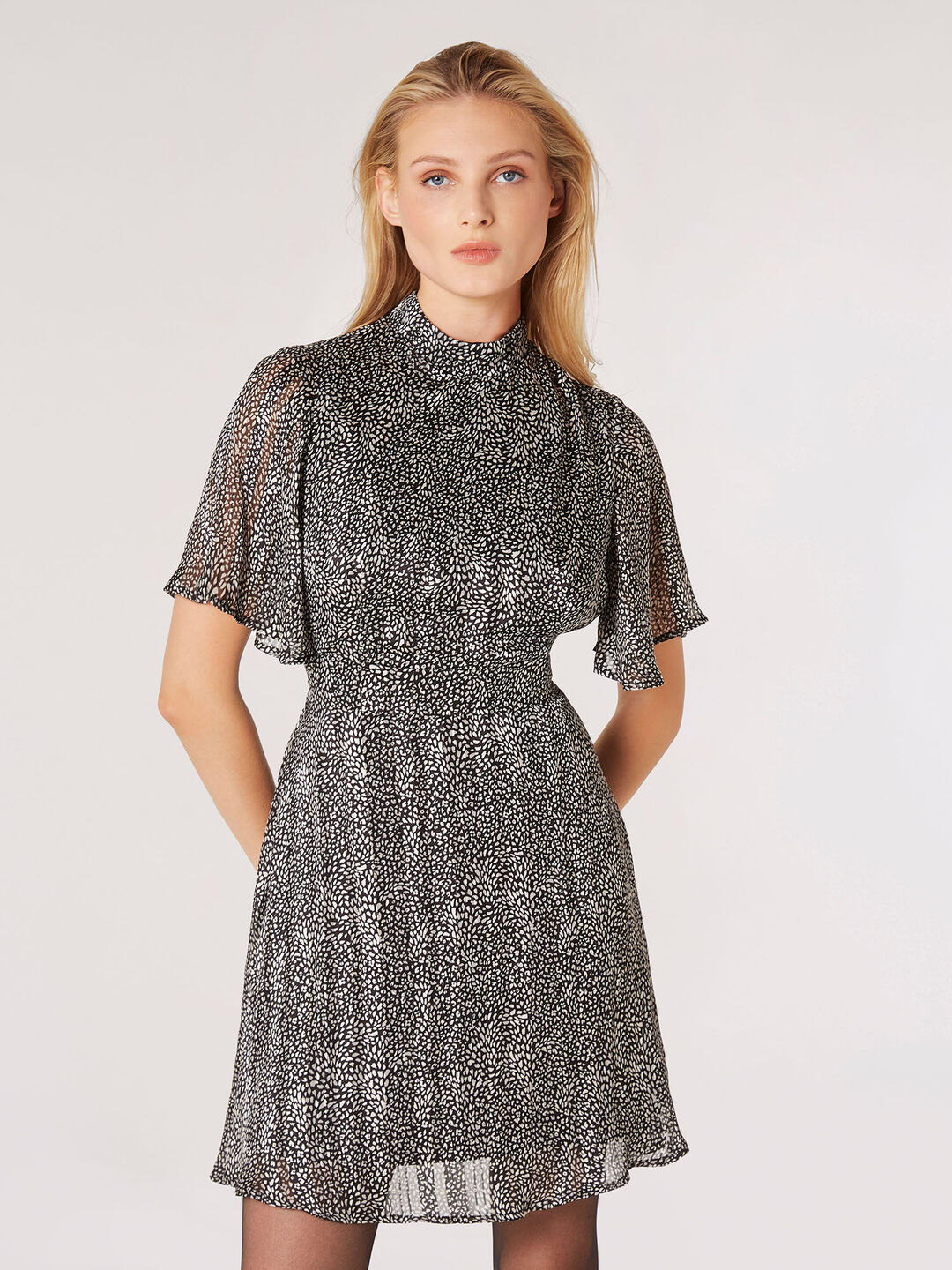 Image of Irregular Spot Chiffon Mini Dress