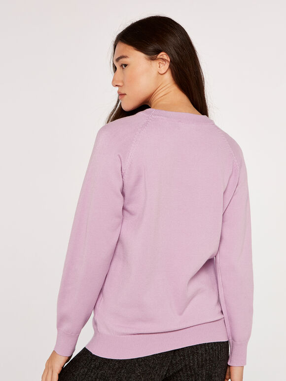 Statement Heart Jumper, Lilac, large