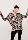 Leopard Print Soft Jumper, Stone, large