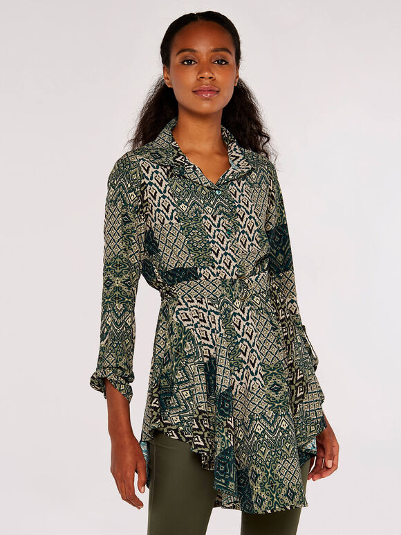 Patchwork Hanky Mini Dress, Green, large
