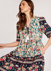 Floral Border Dress, Cream, large