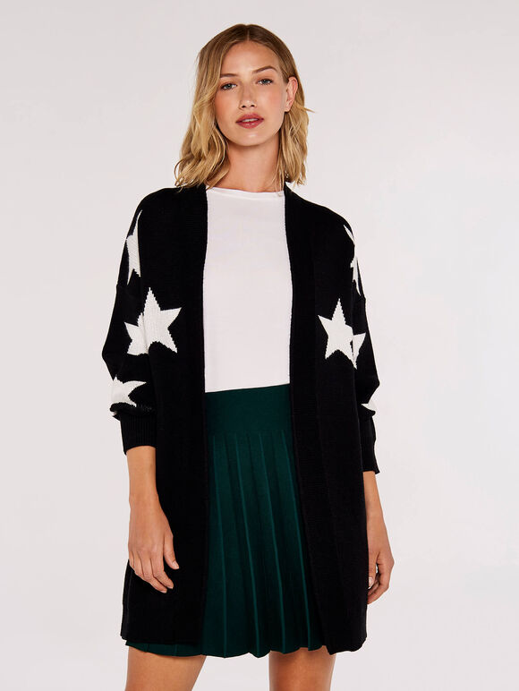 Stargaze Jacquard Cardigan, Black, large