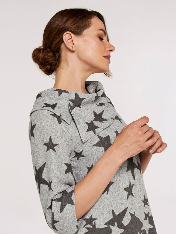 Gradient Stars Border Dress, Grey, large