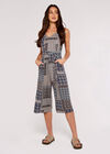 Patchwork Tile Culotte Jumpsuit, Navy, large