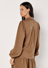 Balloon Sleeve Blouse, Brown, large