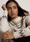 Cotton Blend Brushed Fair Isle Jumper, Cream, large