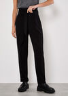 Paperbag Twill Straight Leg Trousers, Black, large