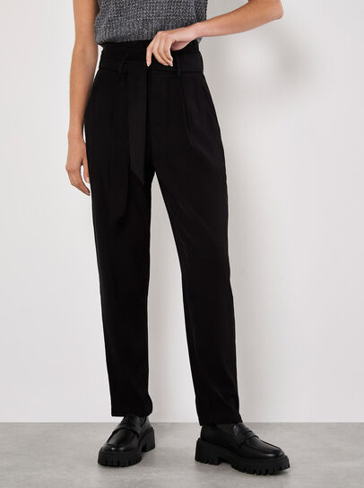 Paperbag Twill Straight Leg Trousers