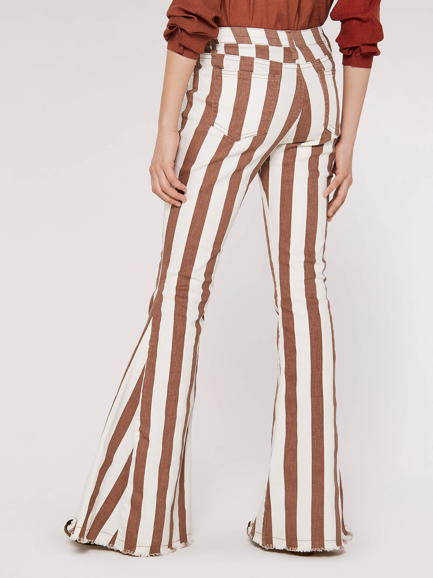 Striped bell bottom jeans outlet