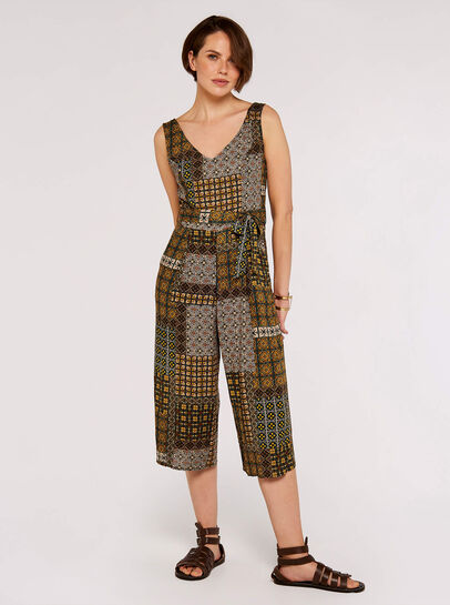 Patchwork Tile Culotte Jumpsuit