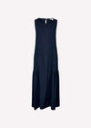 Pleat Detail Trapeze Midi Dress, Navy, large