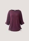 Soft Touch Drawstring Batwing Top, Burgundy, large